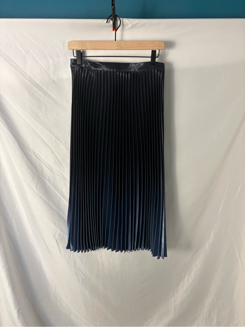 Reiss Marlene Metallic Ombré Pleated Blue Midi Skirt Sz US 6 NWT